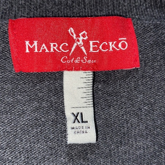 MEN MARC ECKO GREY CHECKERED V-NECK SWEATER SZ XL - Picture 5 of 13
